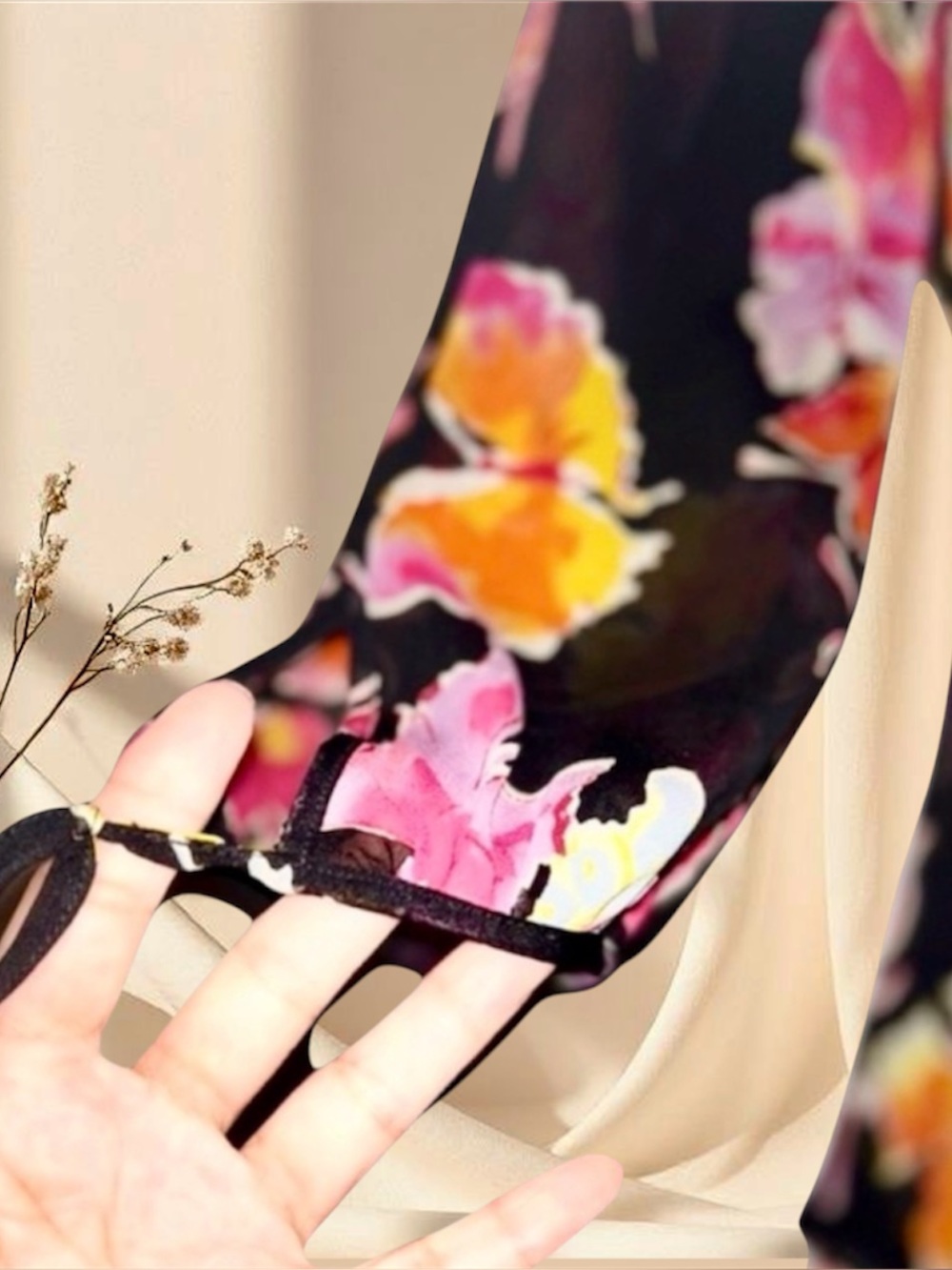 Vintage Moschino Butterfly Print Sheer Blouse Black Pink Y2K Chiffon Top - Picture 7 of 9